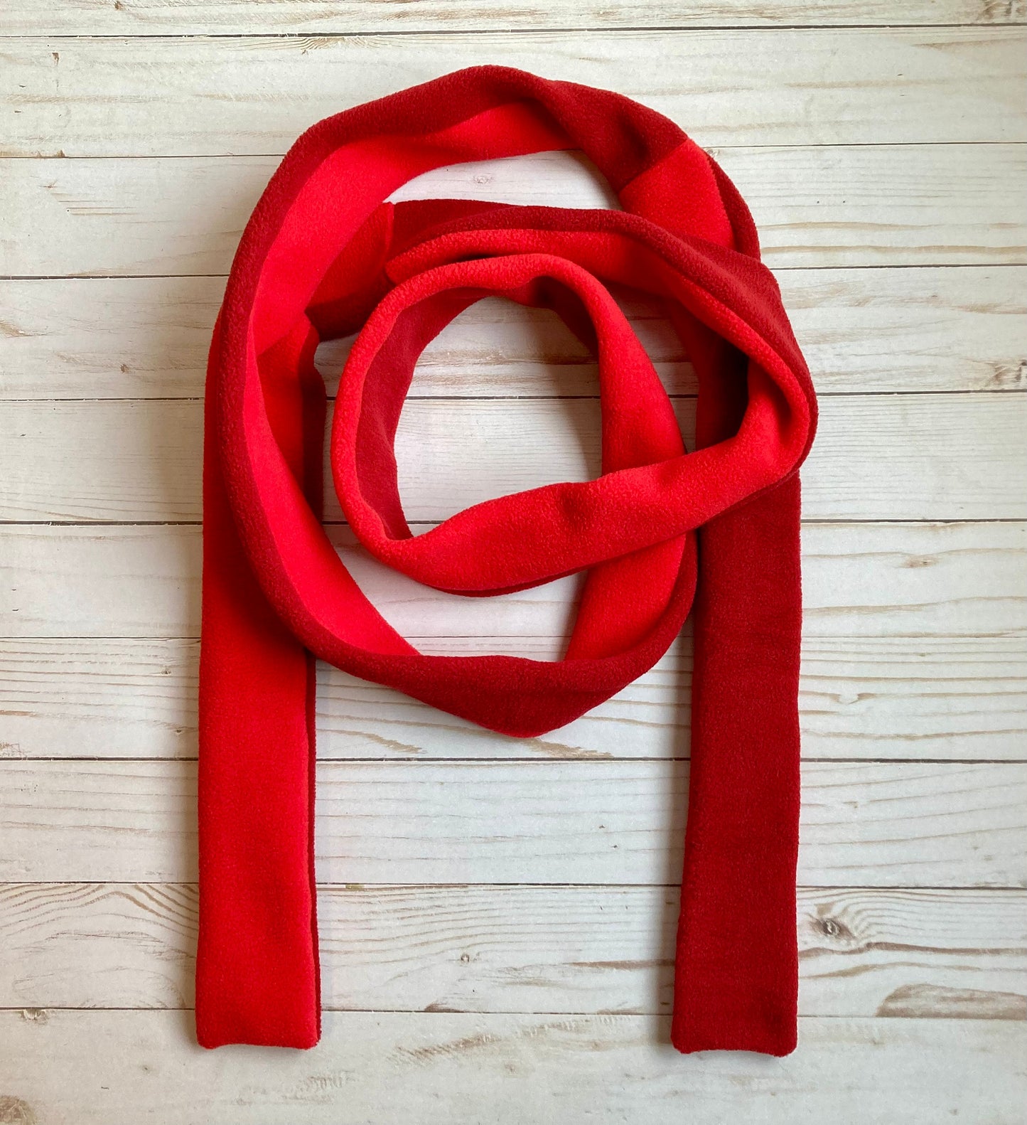 Skinny Fleece Scarf with Red Two Tone Design