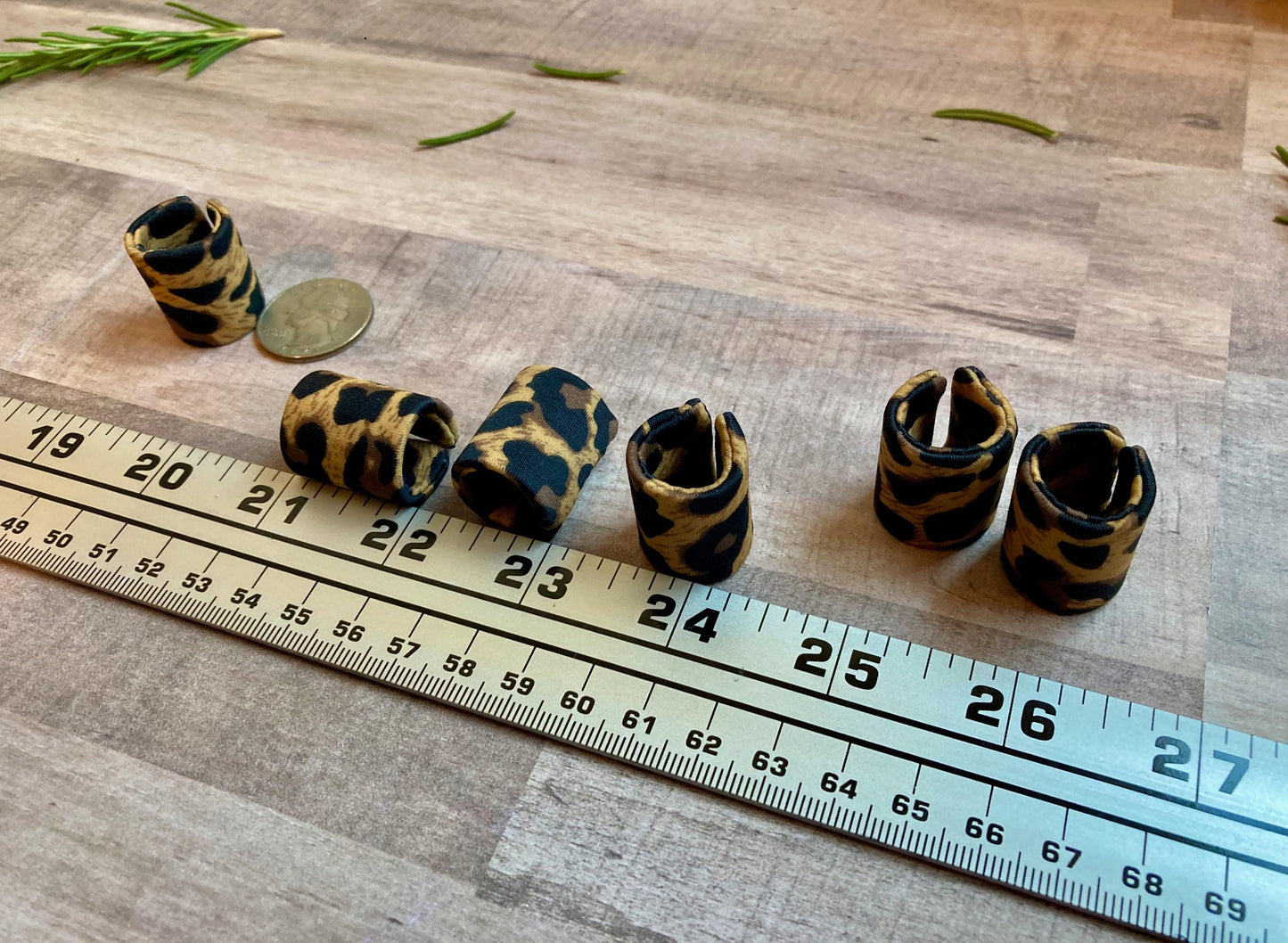 Large Hair Cuffs for Braids & Locs, Fabric Covered, Adjustable, Leopard Print