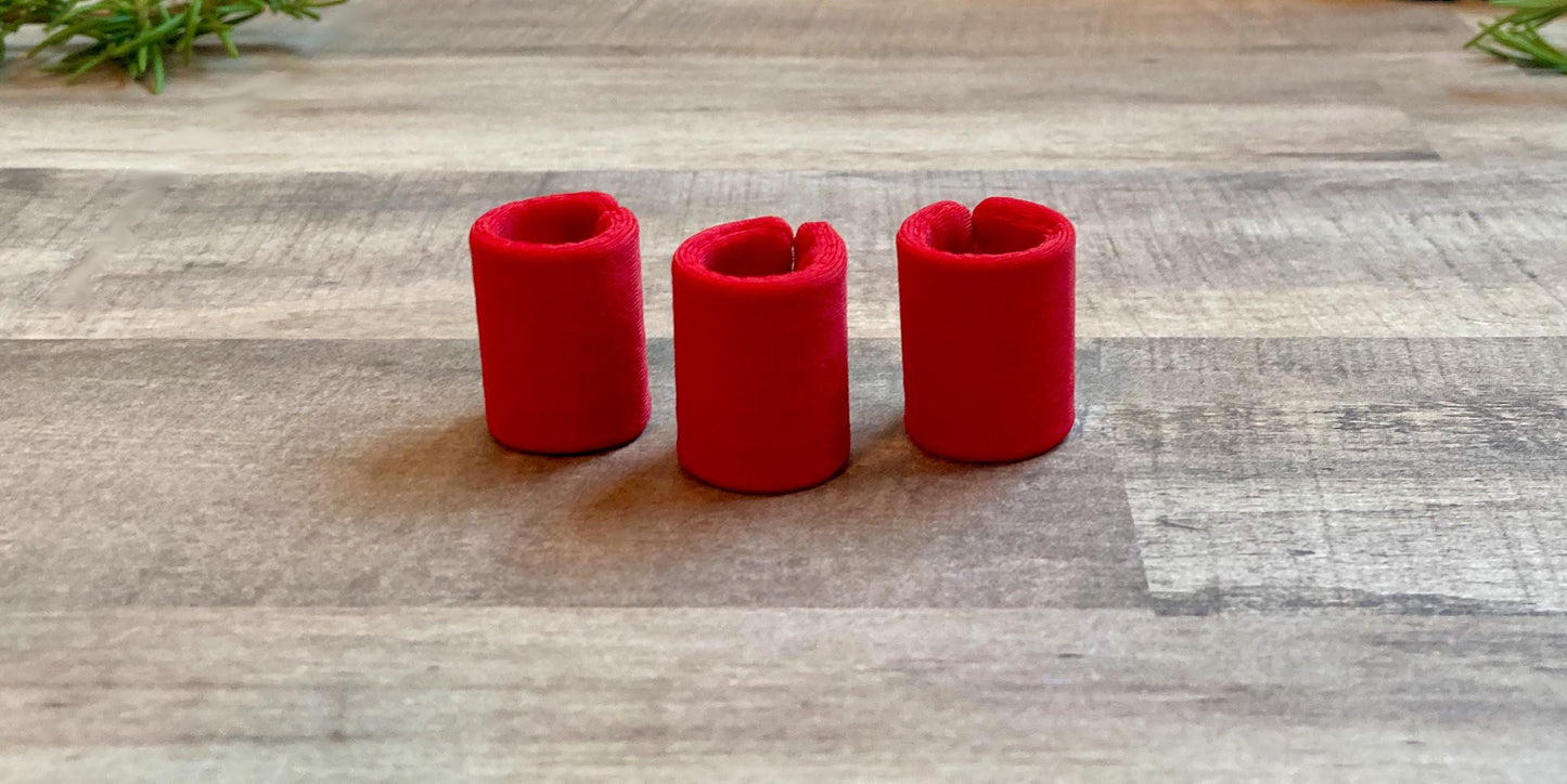 Large Hair Cuffs for Braids & Updos, Fabric Covered, Adjustable, Red