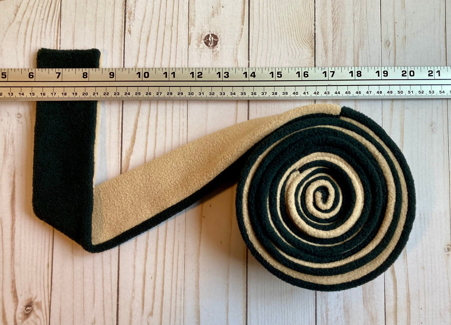 Skinny Fleece Scarf with Beige and Black Reversible Design