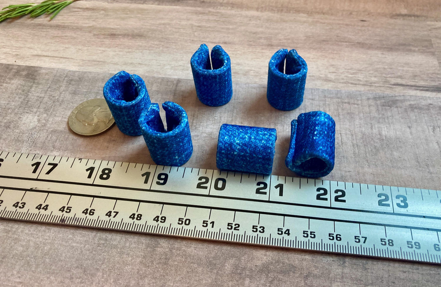 Large Hair Cuffs for Dreadlocks & Braids, Fabric Covered, Adjustable, Blue Denim Print