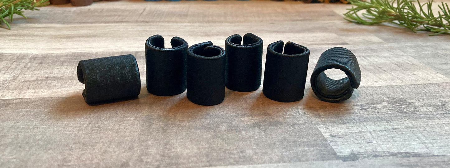 Large Hair Cuffs for Dreads & Braids, Fabric Covered, Adjustable, Black
