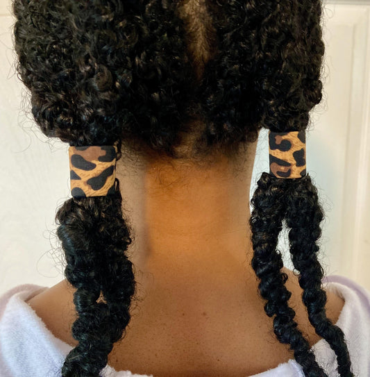 Large Hair Cuffs for Braids & Locs, Fabric Covered, Adjustable, Leopard Print