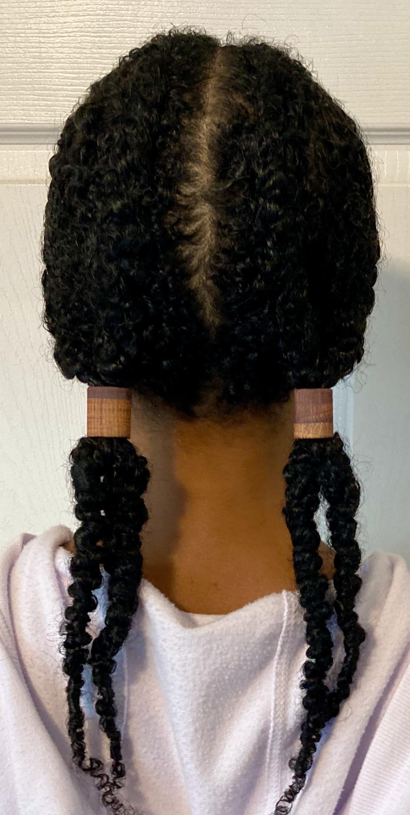 Large Hair Cuffs for Braids & Afros, Fabric Covered, Adjustable, Brown Wood Print