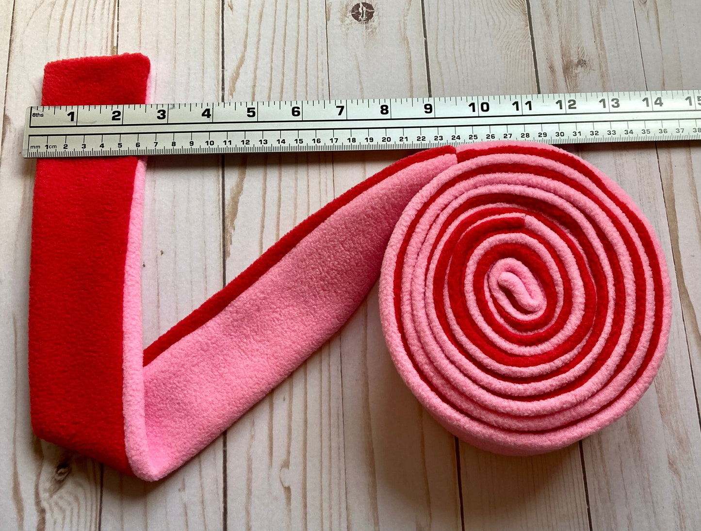 Skinny Fleece Scarf with Pink and Red Reversible Design