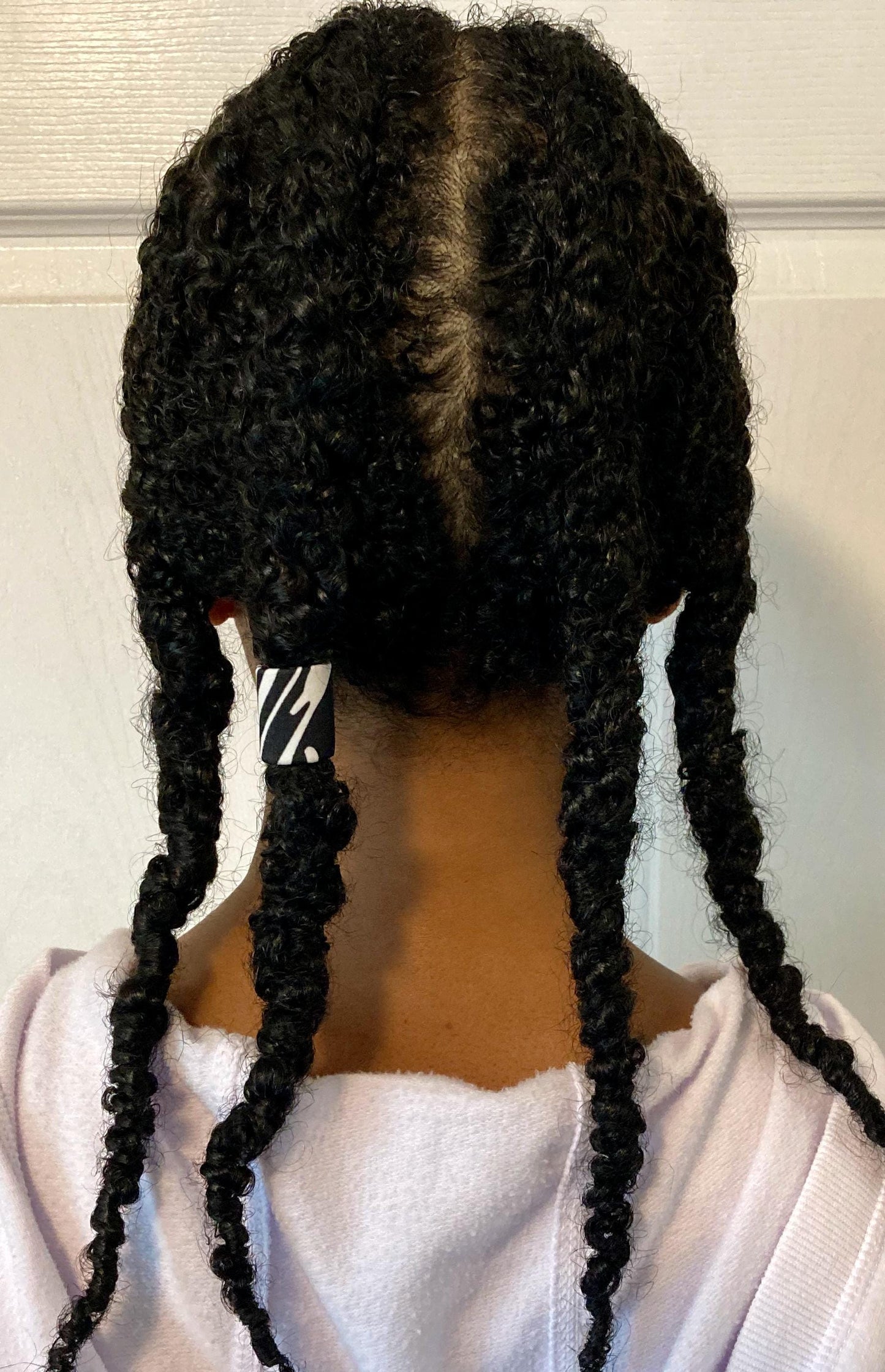 Large Hair Cuffs for Braids & Twists, Fabric Covered, Adjustable, Zebra Print