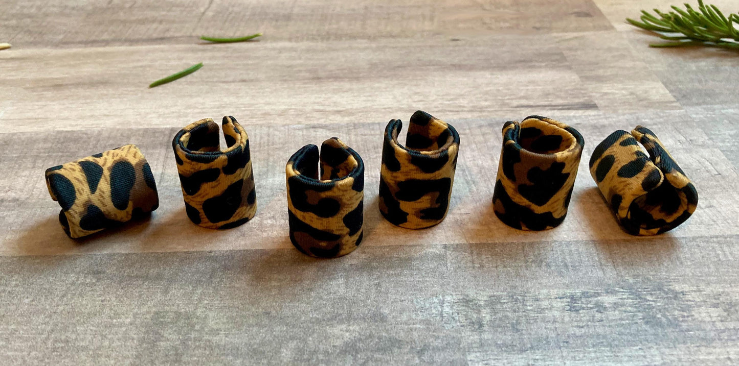 Large Hair Cuffs for Braids & Locs, Fabric Covered, Adjustable, Leopard Print