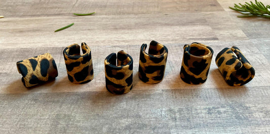 Large Hair Cuffs for Braids & Locs, Fabric Covered, Adjustable, Leopard Print