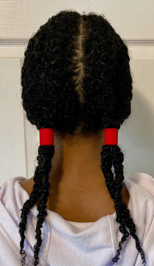 Large Hair Cuffs for Braids & Updos, Fabric Covered, Adjustable, Red