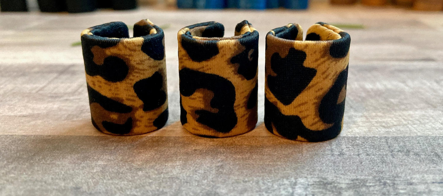 Large Hair Cuffs for Braids & Locs, Fabric Covered, Adjustable, Leopard Print