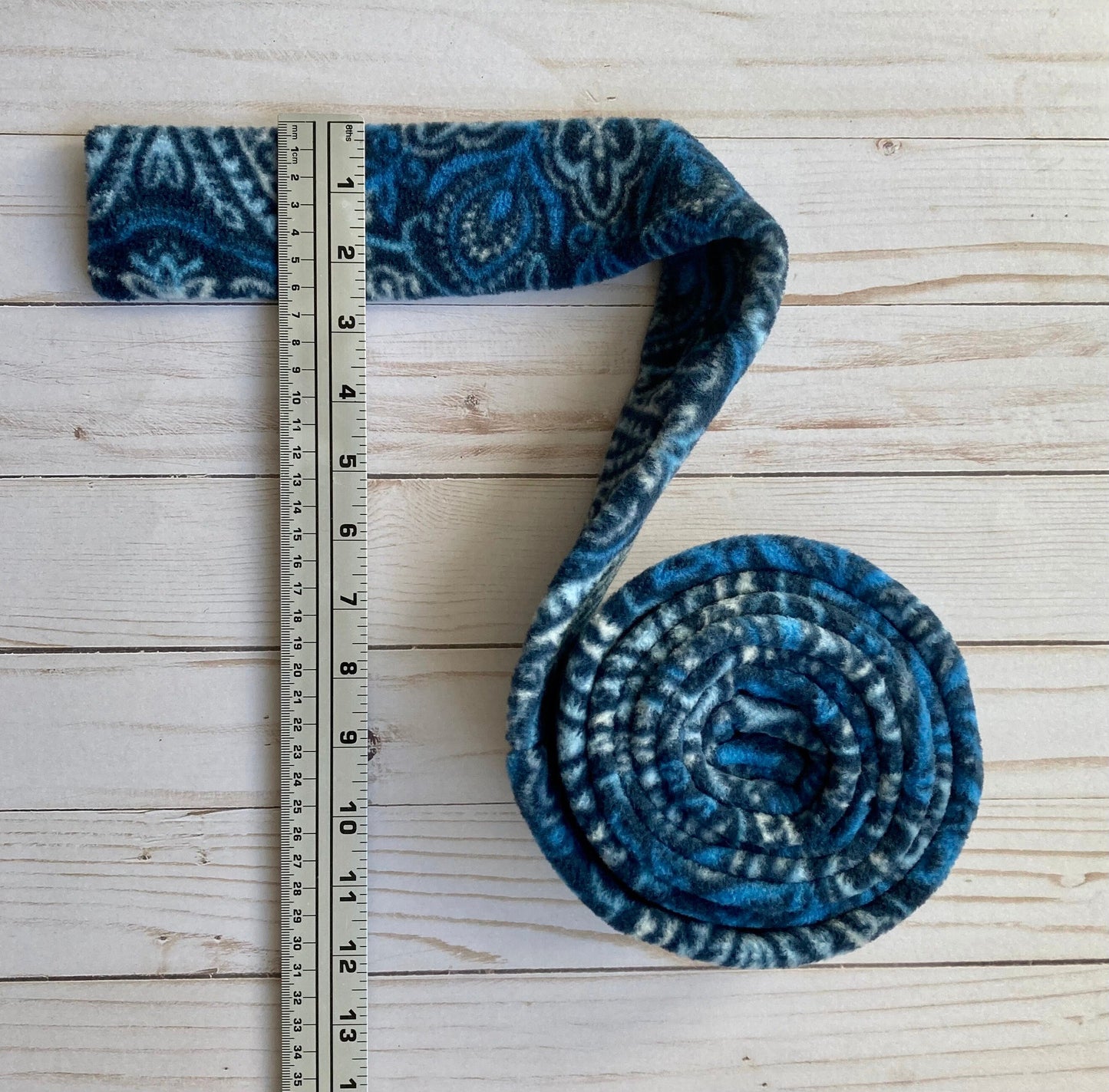Skinny Fleece Scarf with Blue Tribal Floral Design