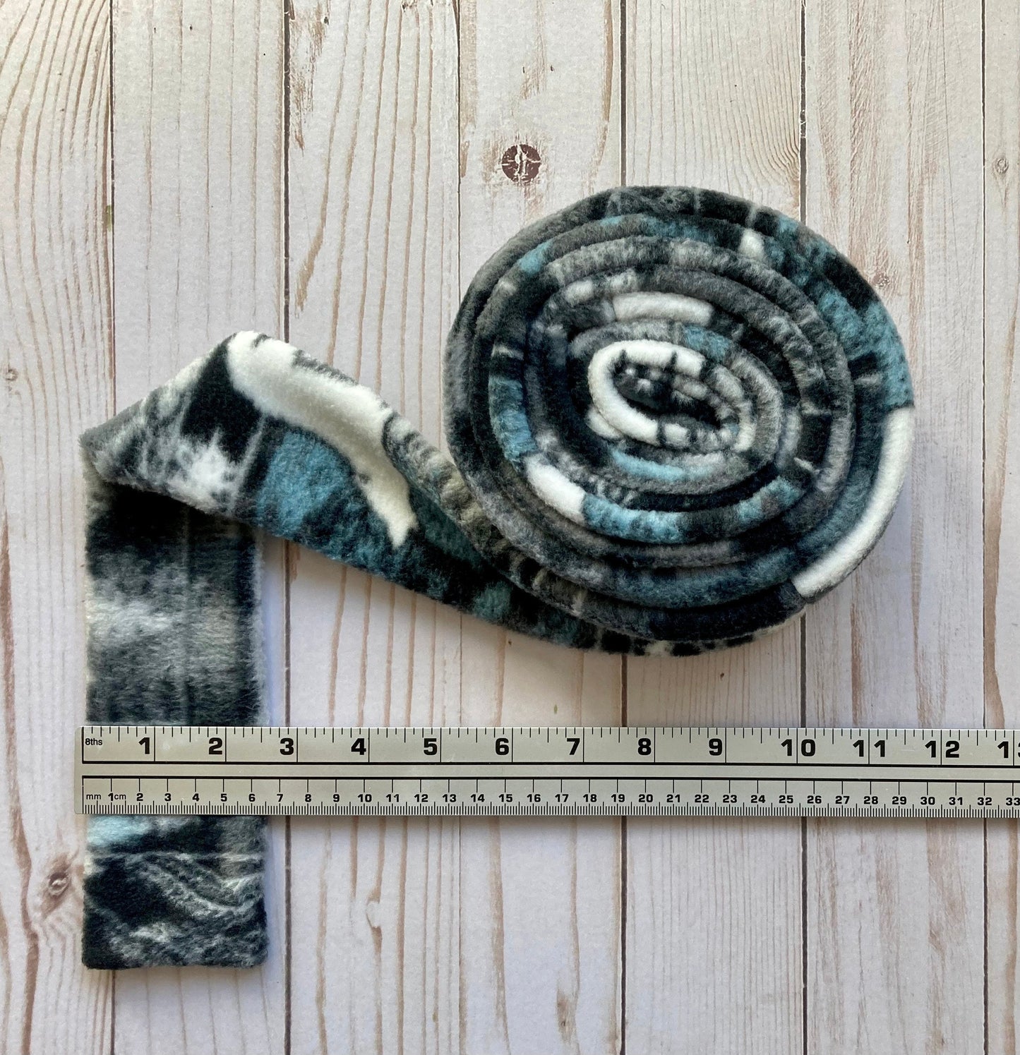 Skinny Fleece Scarf with Gray Abstract Nature Design