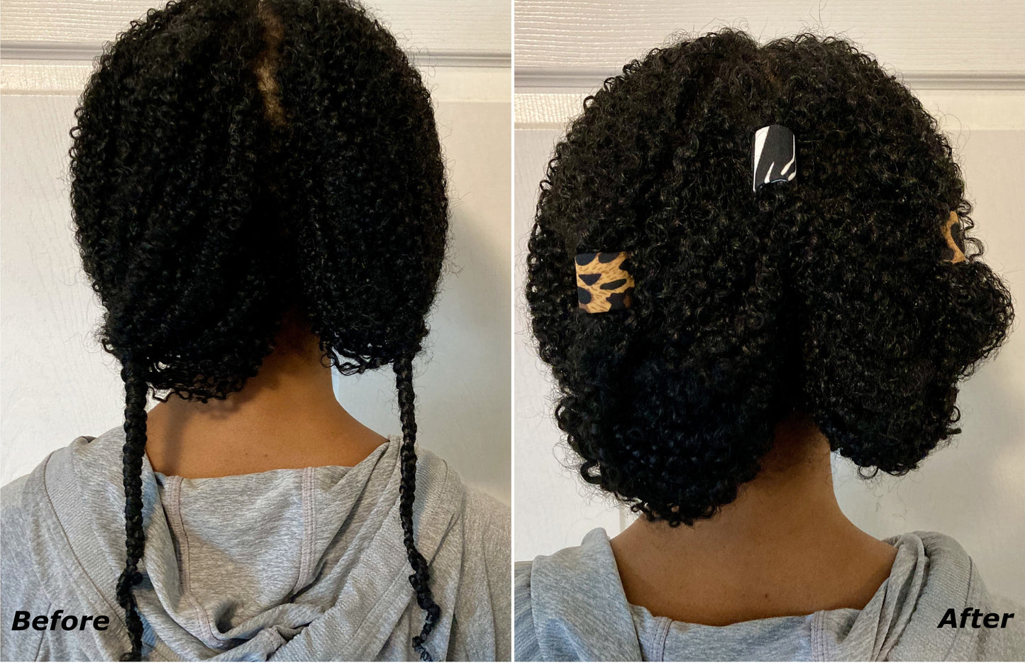 Large Hair Cuffs for Braids & Locs, Fabric Covered, Adjustable, Leopard Print