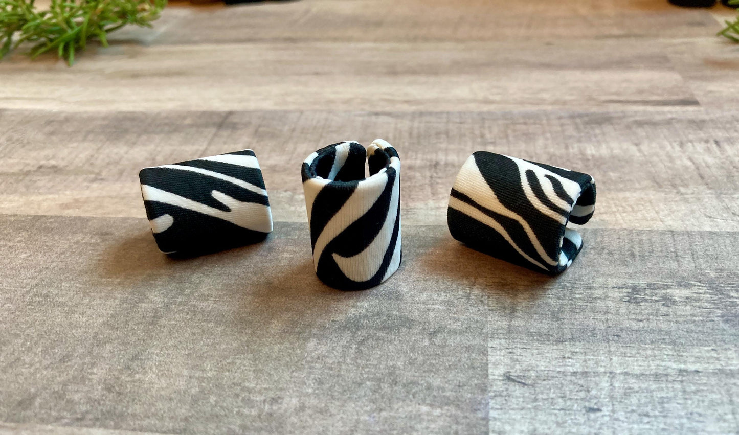Large Hair Cuffs for Braids & Twists, Fabric Covered, Adjustable, Zebra Print