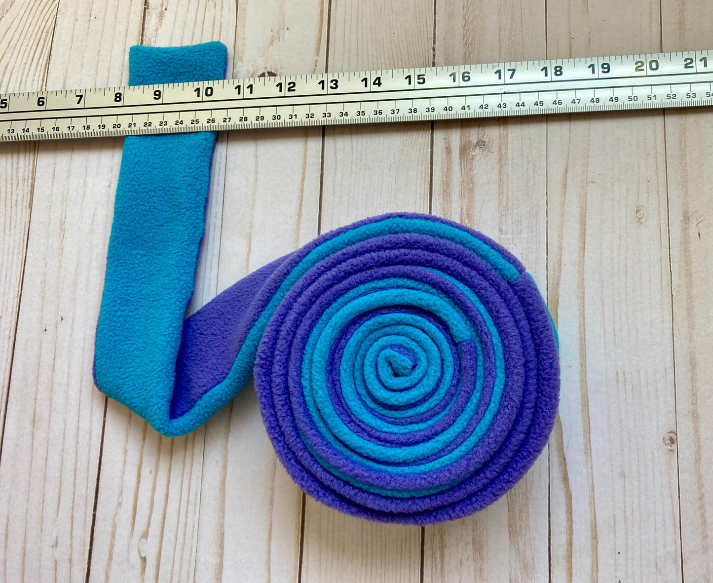 Skinny Fleece Scarf with Purple and Turquoise Reversible Design