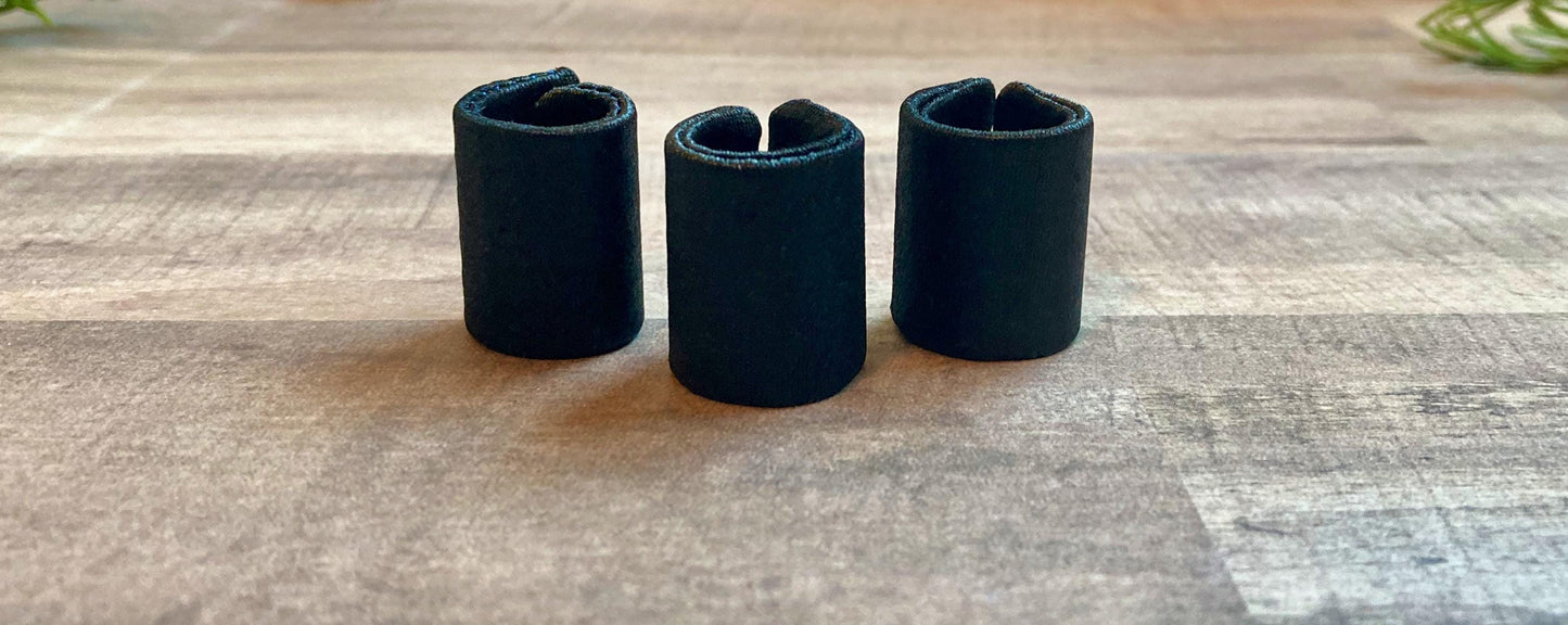 Large Hair Cuffs for Dreads & Braids, Fabric Covered, Adjustable, Black
